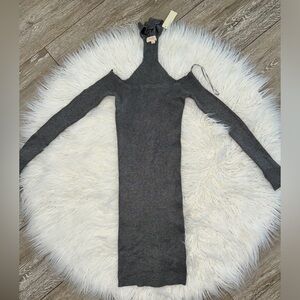 Elegant Gray Long Sleeve Dress